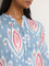 Utsa Blue Ikat Print Straight Cotton Kurta