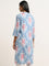 Utsa Blue Ikat Print Straight Cotton Kurta