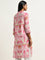 Utsa Pink Ikat Printed Straight Cotton Kurta