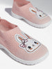 Yellow Coral Bunny Applique Knitted Shoes