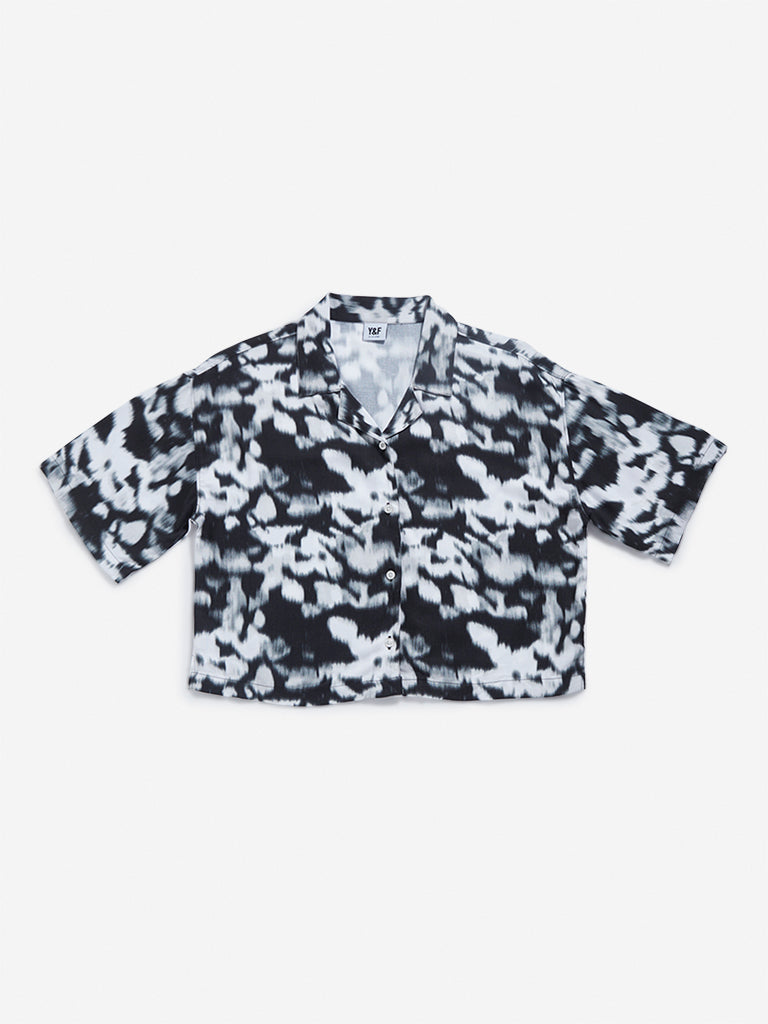 Y&F Kids Black & White Printed Design Shirt