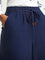 LOV Navy Solid Wide-Leg Pants