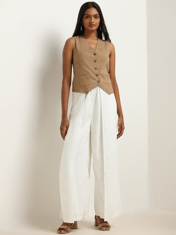 LOV White Tie up Wide Leg Pants