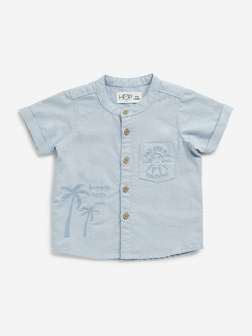 HOP Baby Light Blue Embroidered Shirt