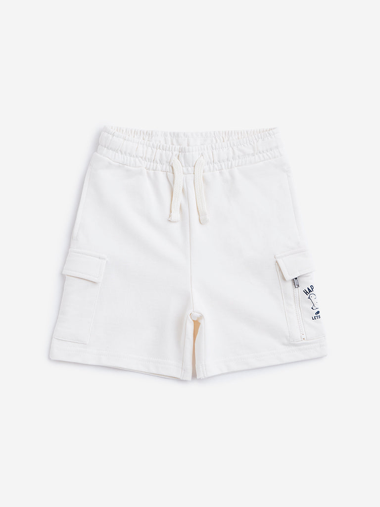 HOP Kids Off-White Cargo-Style Mid Rise Shorts