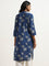 Utsa Indigo Surkhab Printed Straight Cotton Kurta