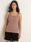 Wunderlove Taupe Cotton Blend Ribbed Camisole