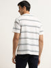 WES Lounge White Stripe Printed Relaxed Fit T-Shirt