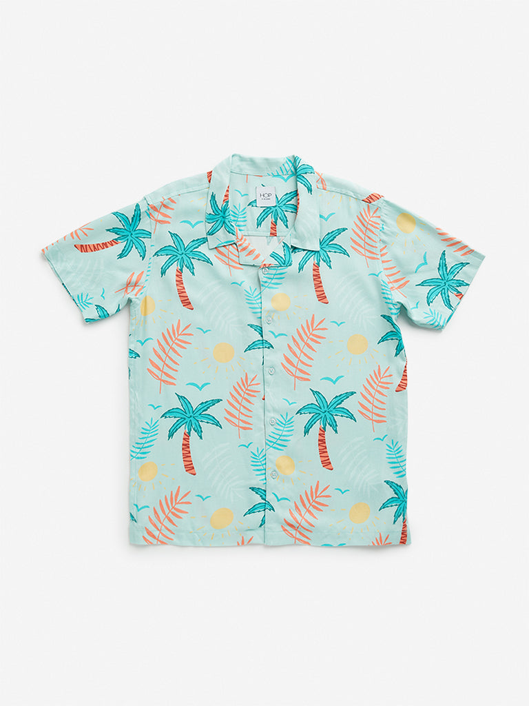 HOP Kids Mint Tropical Print Shirt