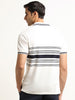 WES Casuals Off-White Striped Slim Fit T-Shirt