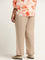 Gia Beige Mid Rise Straight Pants