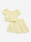 HOP Kids Yellow Floral Top & Mid Rise Skirt Set