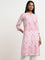 Utsa Pink Printed Straight Cotton Kurta