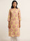 Utsa Yellow Floral Printed Straight Kurta