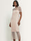 Nuon Light Pink Mesh Embellished Straight Dress with Inner