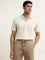 WES Casuals Light Beige Textured Slim Fit Polo T-Shirt