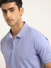 WES Casuals Lilac Solid Relaxed Fit Polo T-Shirt