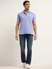 WES Casuals Lilac Solid Slim Fit Polo T-Shirt