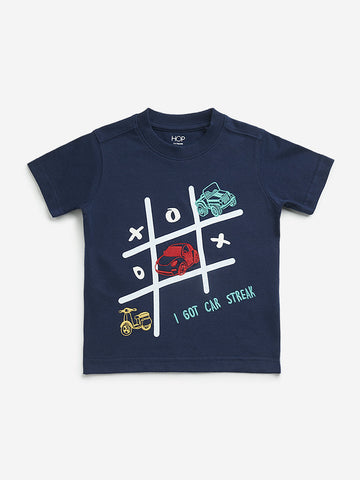 HOP Kids Navy Tic-Tac-Toe Design T-Shirt