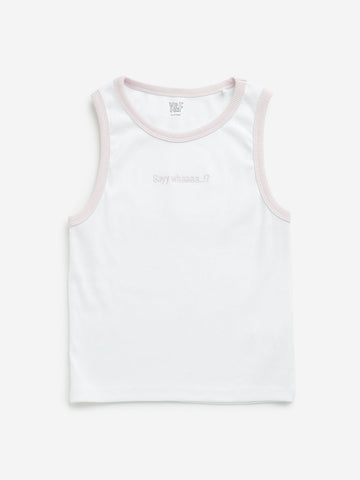 Y&F Kids White Ribbed Top