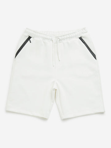 Y&F Kids Off-White Mid-Rise Cotton Shorts