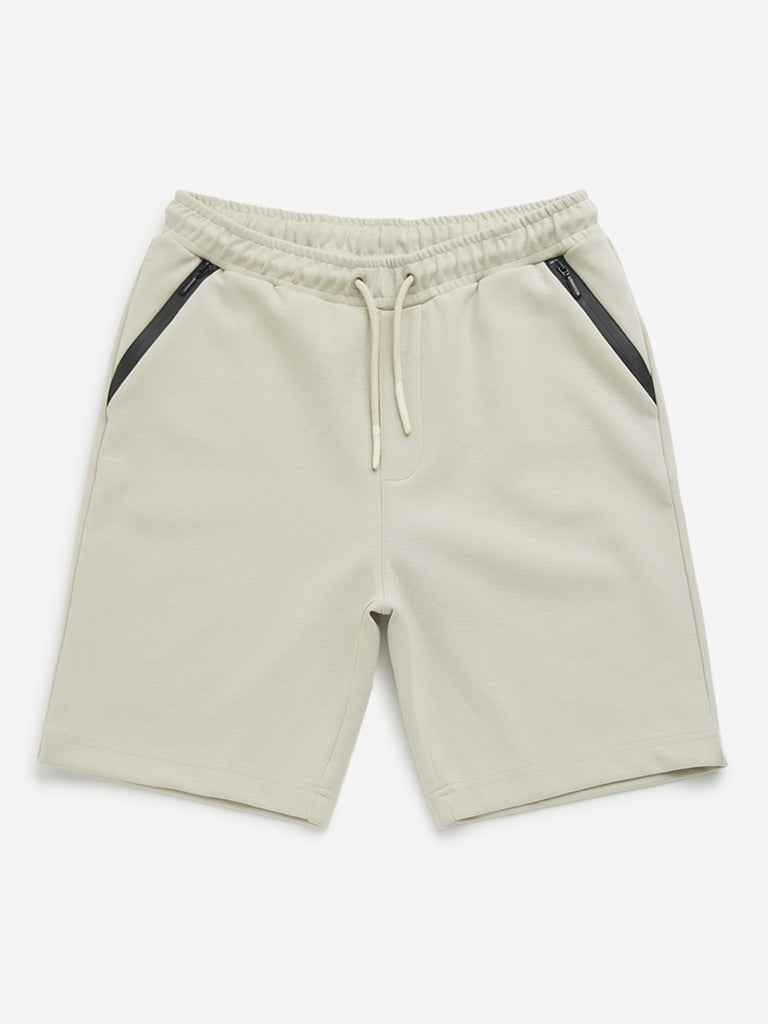 Y&F Kids Beige Mid-Rise Cotton Shorts