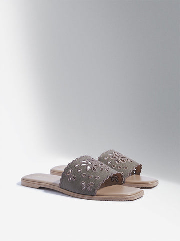 LUNA BLU Taupe Schiffli-Detailed Slides