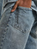 Nuon Blue Washed Mid Rise Straight Fit Jeans
