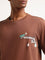 Nuon Brown Relaxed Fit Contrast Print Cotton T-Shirt