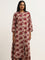 Utsa Maroon Floral Printed A-Line Kurta