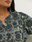 Utsa Teal Foliage Printed A-Line Kurta