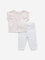 HOP Baby Pink Schiffli Design Cotton Top and Pants Set