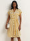 Wardrobe Yellow Striped Design Shirt Dress with Belt