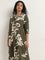 Gia Olive Printed High-Low Shirt Dress