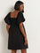 Nuon Black Cotton A-Line Dress