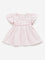 HOP Baby Pink Floral Embroidered A-Line Cotton Dress