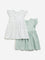 HOP Baby White Unicorn Design A-line Dress - Pack of 2