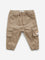 HOP Baby Taupe Bear Mid-Rise Cotton Blend Cargo Joggers