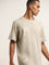 Nuon Beige Typographic Print Cotton T-Shirt