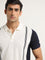 WES Casuals Navy Striped Design Slim-Fit Polo T-Shirt