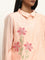 Vark Peach Floral Embroidered Straight Tunic With Pants Set