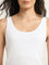 Wunderlove White Ribbed Textured Cotton Blend Camisole