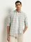 WES Casuals Light Sage Checkered Slim-Fit Cotton Shirt