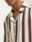 Nuon Dark Brown Stripe Printed Textured Relaxed-Fit Shirt