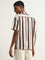 Nuon Dark Brown Stripe Printed Textured Relaxed-Fit Shirt