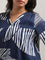 Gia Navy Abstract Print Cotton Blouse