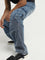 Nuon Blue Faded Cargo-Style Relaxed - Fit Mid - Rise Jeans