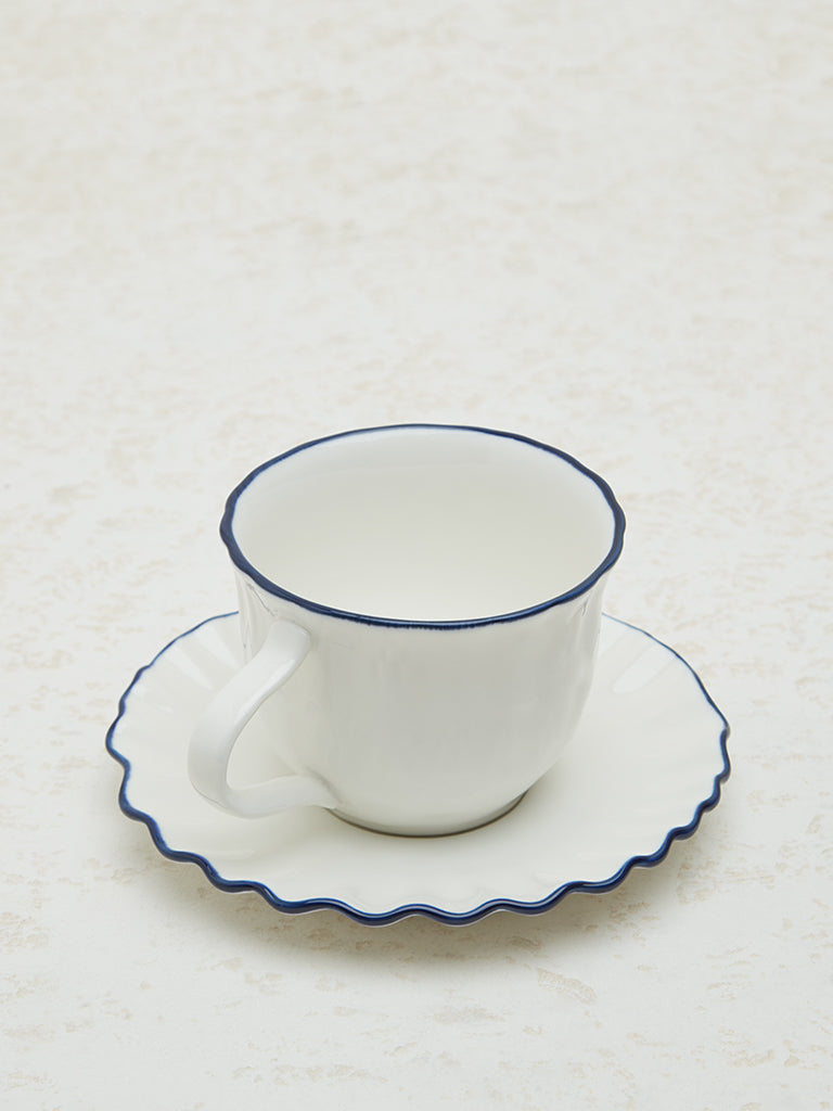 Westside Home Blue Frill Design Tea Cup and Saucer Set