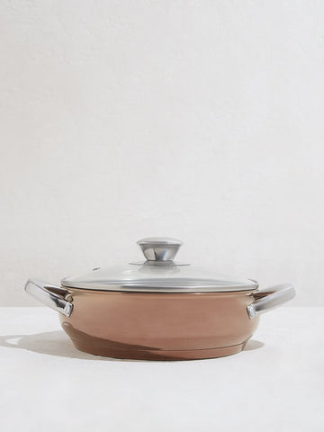 Westside Home Copper Stainless Steel Saute Pan with Lid Set- Small