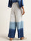 LOV White Ombre Flared Mid-Rise Blended Linen Pants